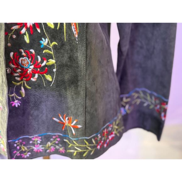 Avanti Embriodered Suede Leather Shacket - Picture 6 of 10